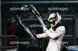 Lewis Hamilton (GBR) Mercedes AMG F1 in parc ferme. 11.04.2015. Formula 1 World Championship, Rd 3, Chinese Grand Prix, Shanghai, China, Qualifying Day.
