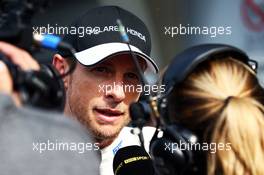 Jenson Button (GBR) McLaren with the media. 11.04.2015. Formula 1 World Championship, Rd 3, Chinese Grand Prix, Shanghai, China, Qualifying Day.