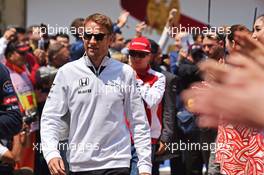 Jenson Button (GBR) McLaren on the drivers parade. 12.04.2015. Formula 1 World Championship, Rd 3, Chinese Grand Prix, Shanghai, China, Race Day.