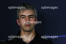 Nick Chester (GBR) Lotus F1 Team Technical Director in the FIA Press Conference. 08.05.2015. Formula 1 World Championship, Rd 5, Spanish Grand Prix, Barcelona, Spain, Practice Day.