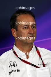 Jonathan Neale (GBR) McLaren Chief Operating Officer in the FIA Press Conference. 08.05.2015. Formula 1 World Championship, Rd 5, Spanish Grand Prix, Barcelona, Spain, Practice Day.