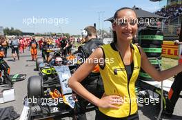 Grid girl for Nico Hulkenberg (GER) Sahara Force India F1 VJM08. 10.05.2015. Formula 1 World Championship, Rd 5, Spanish Grand Prix, Barcelona, Spain, Race Day.