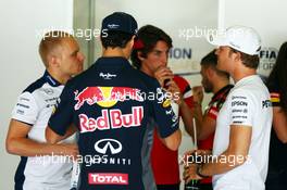 (L to R): Valtteri Bottas (FIN) Williams; Daniel Ricciardo (AUS) Red Bull Racing; Roberto Merhi (ESP) Manor Marussia F1 Team and Nico Rosberg (GER) Mercedes AMG F1 on the drivers parade. 10.05.2015. Formula 1 World Championship, Rd 5, Spanish Grand Prix, Barcelona, Spain, Race Day.