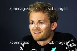 Nico Rosberg (GER) Mercedes AMG F1 in the FIA Press Conference. 07.05.2015. Formula 1 World Championship, Rd 5, Spanish Grand Prix, Barcelona, Spain, Preparation Day.