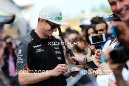 Nico Hulkenberg (GER) Sahara Force India F1 signs autographs for the fans. 07.05.2015. Formula 1 World Championship, Rd 5, Spanish Grand Prix, Barcelona, Spain, Preparation Day.