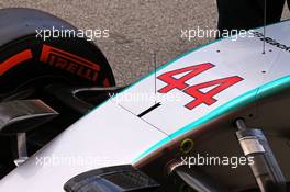 Mercedes AMG F1 W06 nosecone detail. 07.05.2015. Formula 1 World Championship, Rd 5, Spanish Grand Prix, Barcelona, Spain, Preparation Day.