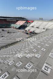 Construction work in the stadium arena. 22.01.2015. Autodromo Hermanos Rodriguez Circuit Visit, Mexico City, Mexico. Thursday 22nd January 2015.