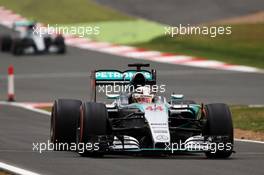 Lewis Hamilton (GBR) Mercedes AMG F1 W06 pits for intermediate tyres. 05.07.2015. Formula 1 World Championship, Rd 9, British Grand Prix, Silverstone, England, Race Day.