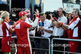 Race winner Sebastian Vettel (GER) Ferrari celebrates with Maurizio Arrivabene (ITA) Ferrari Team Principal. 26.07.2015. Formula 1 World Championship, Rd 10, Hungarian Grand Prix, Budapest, Hungary, Race Day.