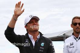 Nico Rosberg (GER) Mercedes AMG F1 on the drivers parade. 26.07.2015. Formula 1 World Championship, Rd 10, Hungarian Grand Prix, Budapest, Hungary, Race Day.