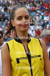 A grid girl. 26.07.2015. Formula 1 World Championship, Rd 10, Hungarian Grand Prix, Budapest, Hungary, Race Day.