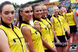 Grid girls. 26.07.2015. Formula 1 World Championship, Rd 10, Hungarian Grand Prix, Budapest, Hungary, Race Day.