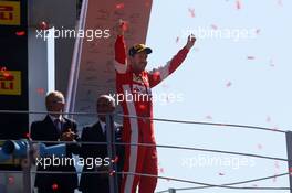Sebastian Vettel (GER) Ferrari celebrates his second position on the podium. 06.09.2015. Formula 1 World Championship, Rd 12, Italian Grand Prix, Monza, Italy, Race Day.