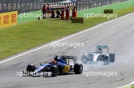 Felipe Nasr (BRA) Sauber C34 locks up under braking. 06.09.2015. Formula 1 World Championship, Rd 12, Italian Grand Prix, Monza, Italy, Race Day.