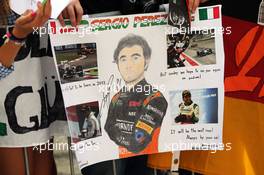 Sergio Perez (MEX) Sahara Force India F1 fans' banner. 03.09.2015. Formula 1 World Championship, Rd 12, Italian Grand Prix, Monza, Italy, Preparation Day.