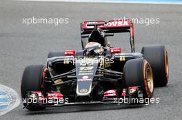 Pastor Maldonado (VEN) Lotus F1 E23 - first run. 02.02.2015. Formula One Testing, Day Two, Jerez, Spain.