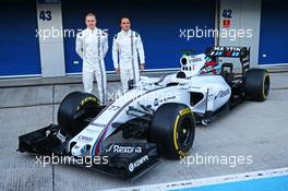 (L to R): Valtteri Bottas (FIN) Williams and team mate Felipe Massa (BRA) Williams unveil the Williams FW37. 01.02.2015. Formula One Testing, Day One, Jerez, Spain.