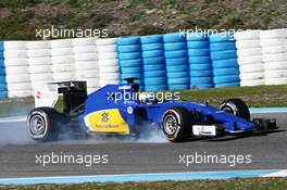 Marcus Ericsson (SWE) Sauber C34 locks up under braking. 01.02.2015. Formula One Testing, Day One, Jerez, Spain.
