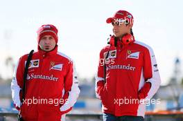 (L to R): Simone Resta (ITA) Ferrari Deputy Chief Designer with Esteban Gutierrez (MEX) Ferrari Test and Reserve Driver. 04.02.2015. Formula One Testing, Day Four, Jerez, Spain.