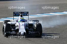 Felipe Massa (BRA) Williams FW37 locks up under braking. 04.02.2015. Formula One Testing, Day Four, Jerez, Spain.