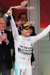 Race winner Nico Rosberg (GER) Mercedes AMG F1 celebrates on the podium. 24.05.2015. Formula 1 World Championship, Rd 6, Monaco Grand Prix, Monte Carlo, Monaco, Race Day.