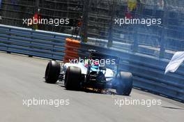 Felipe Massa (BRA) Williams FW37 with sends sparks flying after damage sustained on the opening lap. 24.05.2015. Formula 1 World Championship, Rd 6, Monaco Grand Prix, Monte Carlo, Monaco, Race Day.