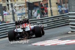 Daniel Ricciardo (AUS) Red Bull Racing RB11 sends sparks flying. 23.05.2015. Formula 1 World Championship, Rd 6, Monaco Grand Prix, Monte Carlo, Monaco, Qualifying Day