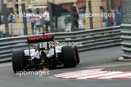 Romain Grosjean (FRA) Lotus F1 E23 sends sparks flying. 23.05.2015. Formula 1 World Championship, Rd 6, Monaco Grand Prix, Monte Carlo, Monaco, Qualifying Day