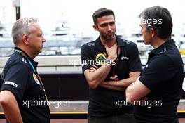 (L to R): Mark Slade (GBR) Lotus F1 Team Race Engineer with Matthew Carter (GBR) Lotus F1 Team CEO and Nick Chester (GBR) Lotus F1 Team Technical Director. 23.05.2015. Formula 1 World Championship, Rd 6, Monaco Grand Prix, Monte Carlo, Monaco, Qualifying Day