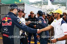 (L to R): Daniil Kvyat (RUS) Red Bull Racing; Max Verstappen (NLD) Scuderia Toro Rosso and Felipe Nasr (BRA) Sauber F1 Team. 24.05.2015. Formula 1 World Championship, Rd 6, Monaco Grand Prix, Monte Carlo, Monaco, Race Day.