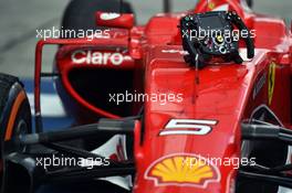 The Ferrari SF15-T of race winner Sebastian Vettel (GER) Ferrari in parc ferme. 29.03.2015. Formula 1 World Championship, Rd 2, Malaysian Grand Prix, Sepang, Malaysia, Sunday.