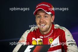Race winner Sebastian Vettel (GER) Ferrari in the FIA Press Conference. 29.03.2015. Formula 1 World Championship, Rd 2, Malaysian Grand Prix, Sepang, Malaysia, Sunday.