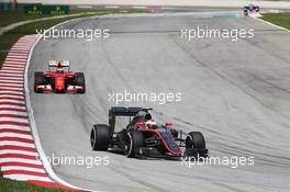 Jenson Button (GBR) McLaren MP4-30. 29.03.2015. Formula 1 World Championship, Rd 2, Malaysian Grand Prix, Sepang, Malaysia, Sunday.