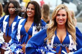 Dallas Cowboys Cheerleaders on the drivers parade. 25.10.2015. Formula 1 World Championship, Rd 16, United States Grand Prix, Austin, Texas, USA, Race Day.