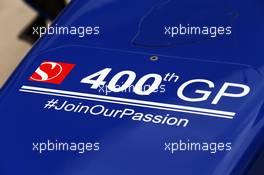 The Sauber C34 celebrates the 400th GP for the team. 22.10.2015. Formula 1 World Championship, Rd 16, United States Grand Prix, Austin, Texas, USA, Preparation Day.