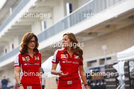 (L to R): Roberta Vallorosi (ITA) Ferrari Press Officer with Stefania Bocchi (ITA) Ferrari Press Officer. 22.10.2015. Formula 1 World Championship, Rd 16, United States Grand Prix, Austin, Texas, USA, Preparation Day.