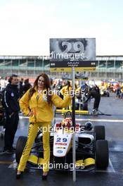 Gridgirl of Arjun Maini (IND) Van Amersfoort Racing Dallara F312 – Volkswagen 11.04.2015. FIA F3 European Championship 2014, Round 1, Race 1, Silverstone, England