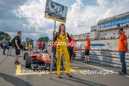 grid girl; Maximilian Günther (GER) kfzteile24 Mücke Motorsport Dallara F312 – Mercedes-Benz;  27.06.2015. FIA F3 European Championship 2015, Round 6, Race 2, Norisring, Germany
