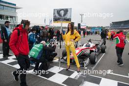 grid girl; Felix Rosenqvist (SWE) Prema Powerteam Dallara F312 – Mercedes-Benz;  17.10.2015. FIA F3 European Championship 2015, Round 11, Race 1, Hockenheimring, Germany