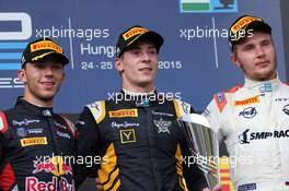 Race 1, 1st position Alex Lynn (GBR) Dams, 2nd position Pierre Gasly (FRA) Dams and 3rd position Sergey Sirotkin (RUS) Rapax 25.07.2015. GP2 Series, Rd 6, Budapest, Hungary, Saturday.
