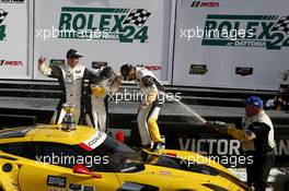 Winner GTLM Jan Magnussen (DEN) Antonio Garcia (ESP) Ryan Briscoe (AUS) Corvette Racing Chevrolet Corvette C7.R 25.01.2015. Rolex 24, Saturday, Victory Lane, Daytona, USA.