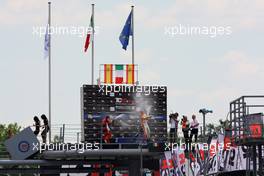 Race 2, 1st position Gianni Morbidelli (ITA) Honda Civic TCR, West Coast Racing, 2nd position Jordi Gene (ESP) SEAT Leon, Team Craft-Bamboo LUKOIL and 3rd position Fernando Monje (ESP), Opel Astra OPC, Campos Racing 24.03.2015. TCR International Series, Rd 5, Monza, Italy, Saturday.
