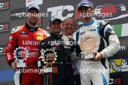 Race 1, 1st position Gianni Morbidelli (ITA) Honda Civic TCR, West Coast Racing, Pepe Oriola (ESP) SEAT Leon, Team Craft-Bamboo LUKOIL and 3rd position Andrea Belicchi (ITA) SEAT Leon, Target Competition 24.03.2015. TCR International Series, Rd 5, Monza, Italy, Saturday.