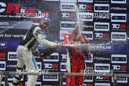 Race 2, 3rd position Pepe Oriola (ESP) SEAT Leon , Team Craft-Bamboo LUKOIL and Stefano Comini (SUI) SEAT LeÃ³n, Target Competition race winner 23-25.10.2015. TCR International Series, Rd 10, Buriram, Thailand.