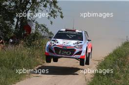 Dani Sordo (ESP) Marc Marti (ES), Hyundai I20 WRC, Hyundai Motorsport 02-05.07-2015. World Rally Championship, Rd 7, Rally Poland, Mikolajki, Poland.
