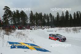 Hayden Paddon, John Kennard (Hyundai i20 WRC, #8Hyundai Motorsport N) 12-15.02.2015. FIA World Rally Championship 2015, Rd 2, Rally Sweden, Karlstad.