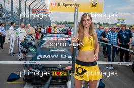 Bruno Spengler (CAN) BMW Team MTEK, BMW M4 DTM, grid girl,  04.06.2016, DTM Round 3, Lausitzring, Germany, Saturday.