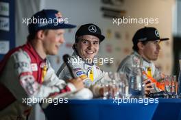 happy, Lucas Auer (AUT) Mercedes-AMG Team Mücke, Mercedes-AMG C63 DTM, at the press conference,  05.06.2016, DTM Round 3, Lausitzring, Germany, Sunday.