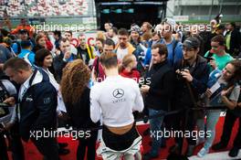 Maximilian Götz (GER) Mercedes-AMG Team HWA, Mercedes-AMG C63 DTM with fans. 20.08.2016, DTM Round 6, Moscow Raceway, Russia, Saturday.