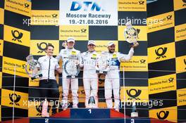 Podium: Race winner Robert Wickens (CAN) Mercedes-AMG Team HWA, Mercedes-AMG C63 DTM; second place Paul Di Resta (GBR) Mercedes-AMG Team HWA, Mercedes-AMG C63 DTM; third Gary Paffett (GBR) Mercedes-AMG Team ART, Mercedes-AMG C63 DTM.  20.08.2016, DTM Round 6, Moscow Raceway, Russia, Saturday.